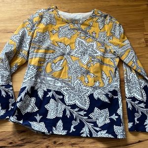Talbots yellow and navy blouse